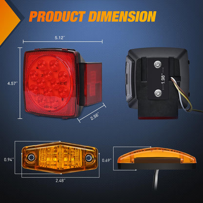 Nilight TR-155 Kit de Luces LED para Remolque, Parada Cuadrada, Ámbar/Rojo, Tercera Barra de Identificación de Freno, 12 V, para Barco/Caravana/Camión