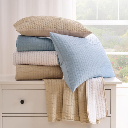 Greenland Home Homestead - Juego de Colcha, Cubrecama Matelassé Tejido, Reversible, 2 Piezas, Tamaño Individual, Azul Cielo