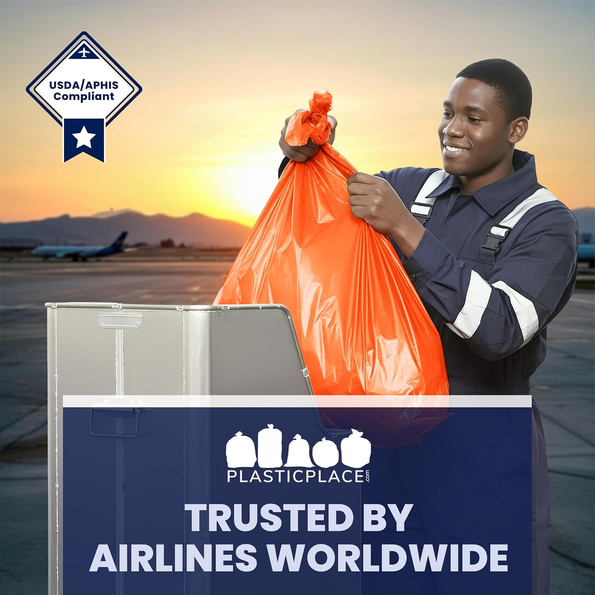 Plasticplace Contractor Trash Bags 42 Gallon - 3.0 Mil, Orange Heavy Duty Garbage Bag 33” x 48” (50 Count)