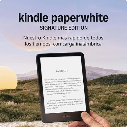 Kindle Paperwhite Signature Edition 32 GB (modelo más reciente) nuestro Kindle más rápido con una luz frontal que se ajusta automáticamente y semanas de duración de la batería. Carbón metálico