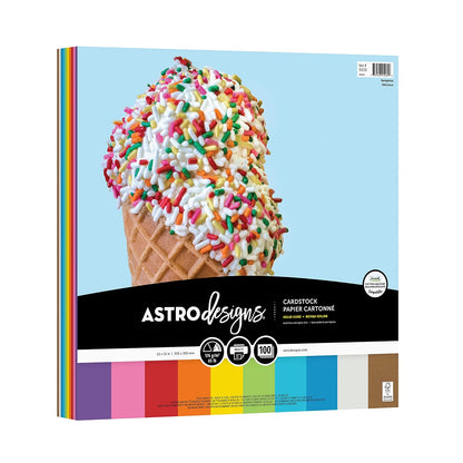 Astrodesigns Crafting Cartulina, 12 x 12 pulgadas, 65 libras/176 g/m², surtido encantador de 10 colores, 100 hojas (91039)