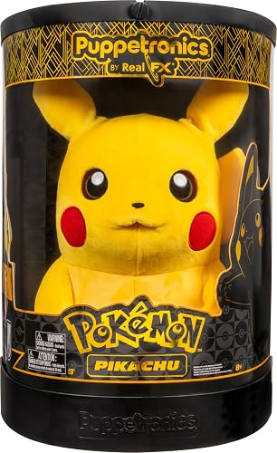 Pokémon Pikachu Puppetronic de RealFX - Peluche Interactivo de 40 cm con Sensores de Tacto y Movimiento, 120+ Animaciones, Luces y Sonidos