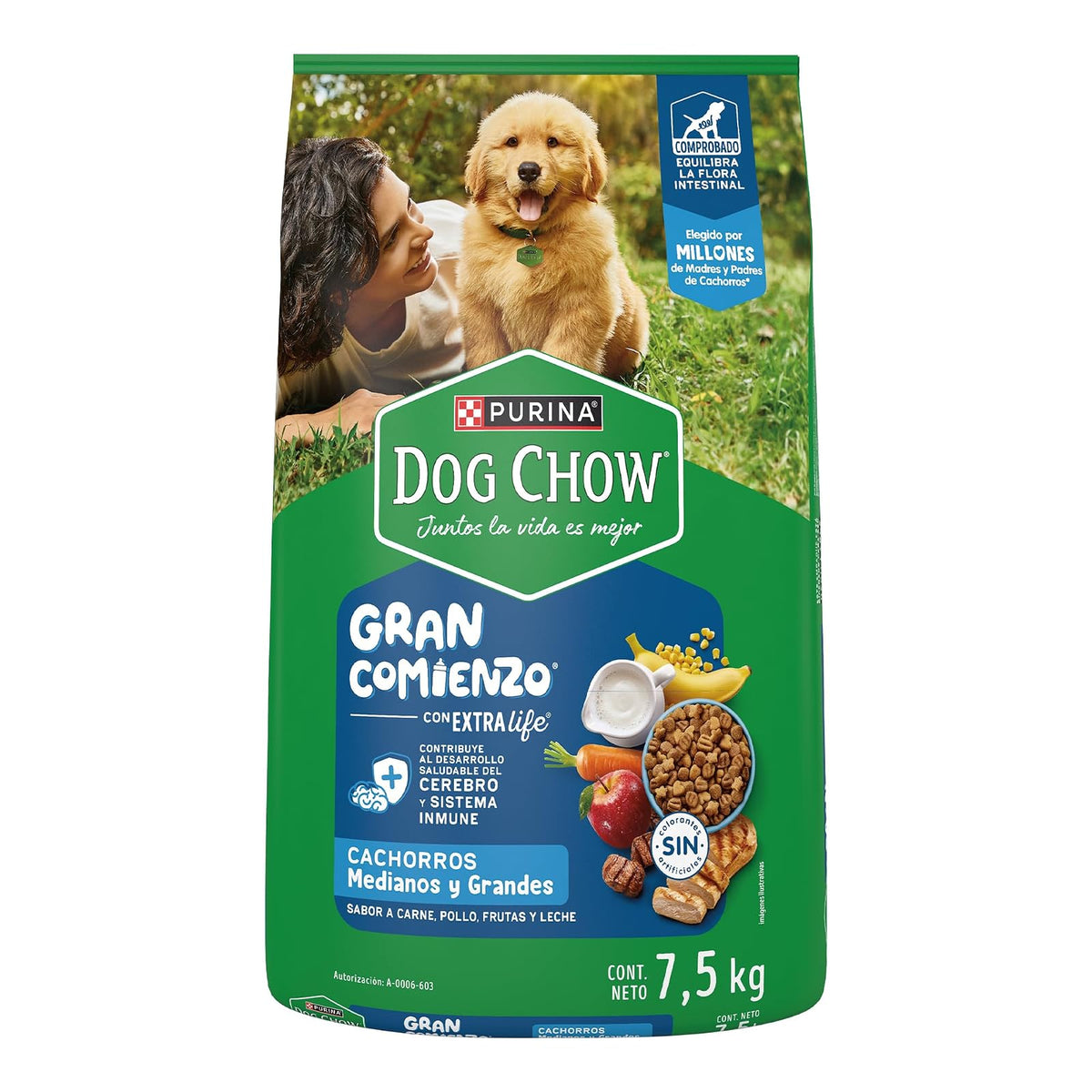 Dog Chow Purina Cachorro Raza Mediana y Grande Sabor Carne, Pollo y Frutas 7.5Kg