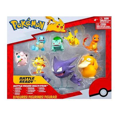 Pokemon Figura de Batalla de 8 Unidades – Viene con 2 en Pikachu, 2 en Bulbasaur, 2 en Squirtle, 2 en Charmander, 2 en Meowth, 2 en Jigglypuff, 3 Pulgadas Loudred y 3 Pulgadas Psyduck