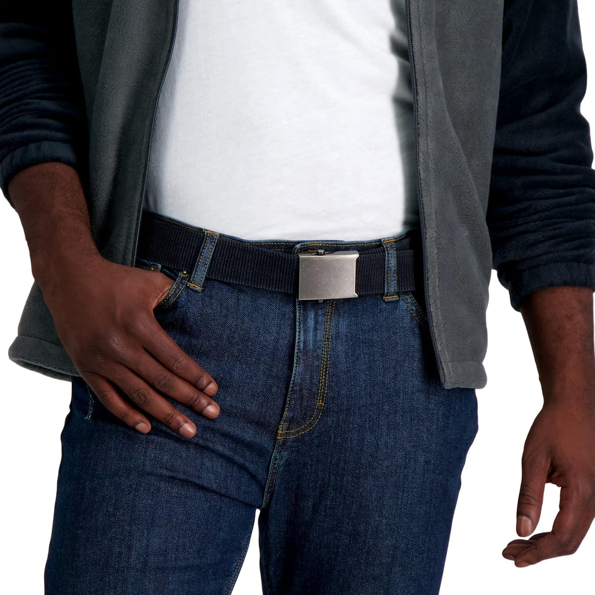Columbia Cinturón de tela militar ajustable para hombre, talla única, correa de algodón y hebilla de placa de metal