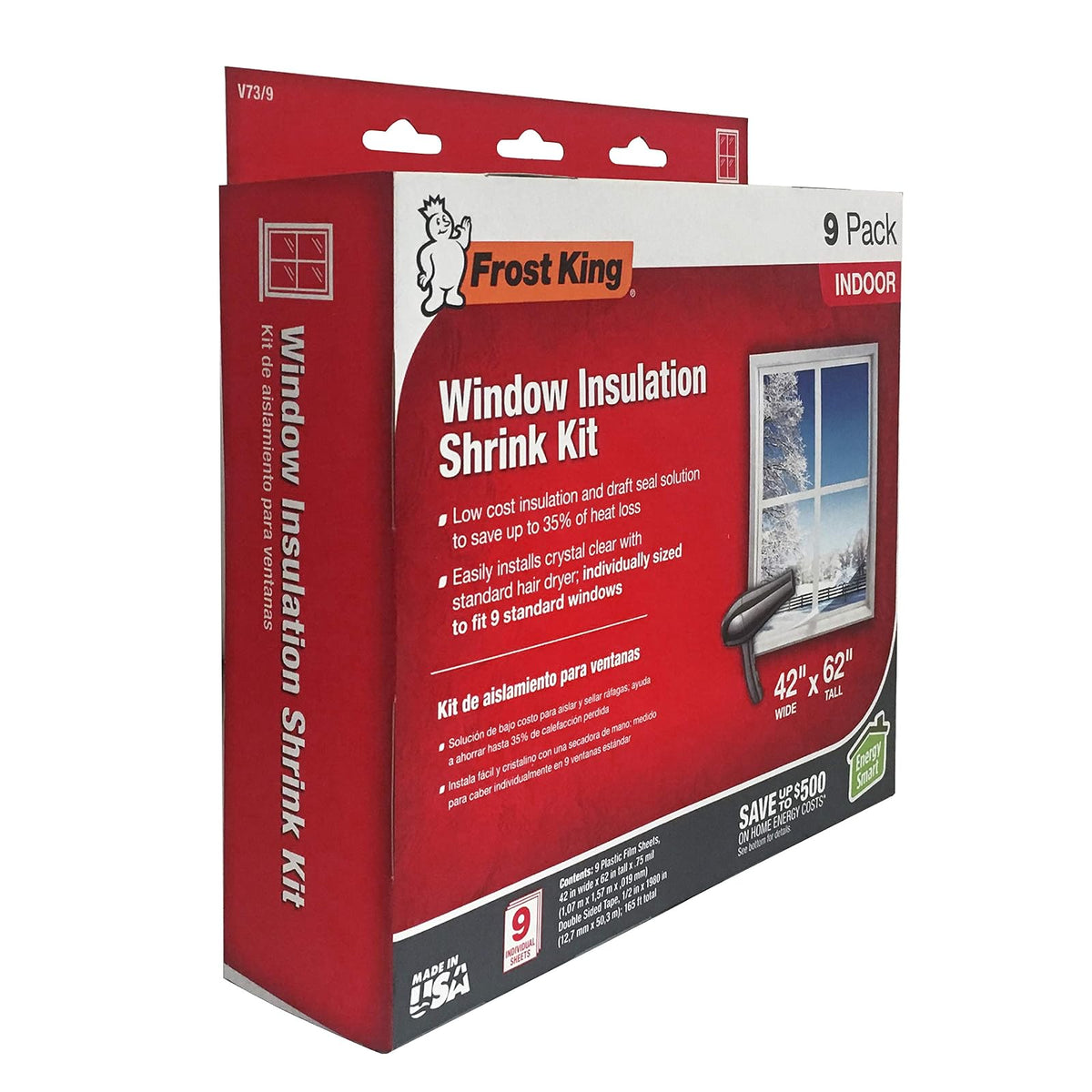 Frost King Kit de aislamiento para ventana, 9-Pack, Transparente