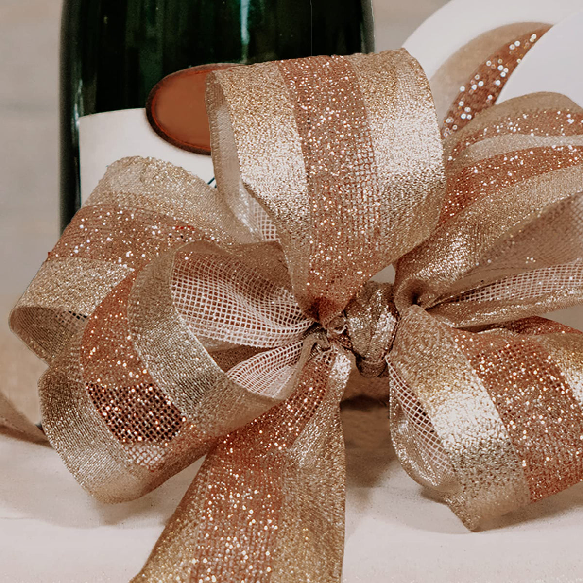 Morex Ribbon 7724.60/20-430 Dimensions Wired Ribbon Dimensions Ribbon, Blush/Gold,Blush,2-1/2" x 20 yd