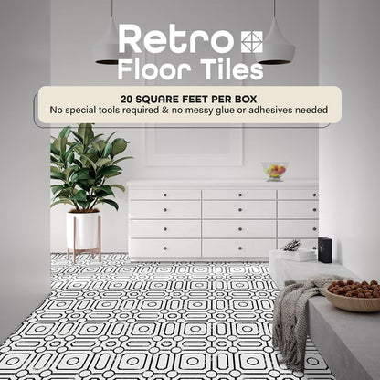 Achim Home Decor - Azulejos de vinilo autoadhesivo retro de 12 pulgadas, 20 azulejos, 12 x 12 pulgadas, patrón Carrera, despegar y pegar, suelos de bricolaje para cocina, comedor, dormitorios y baños