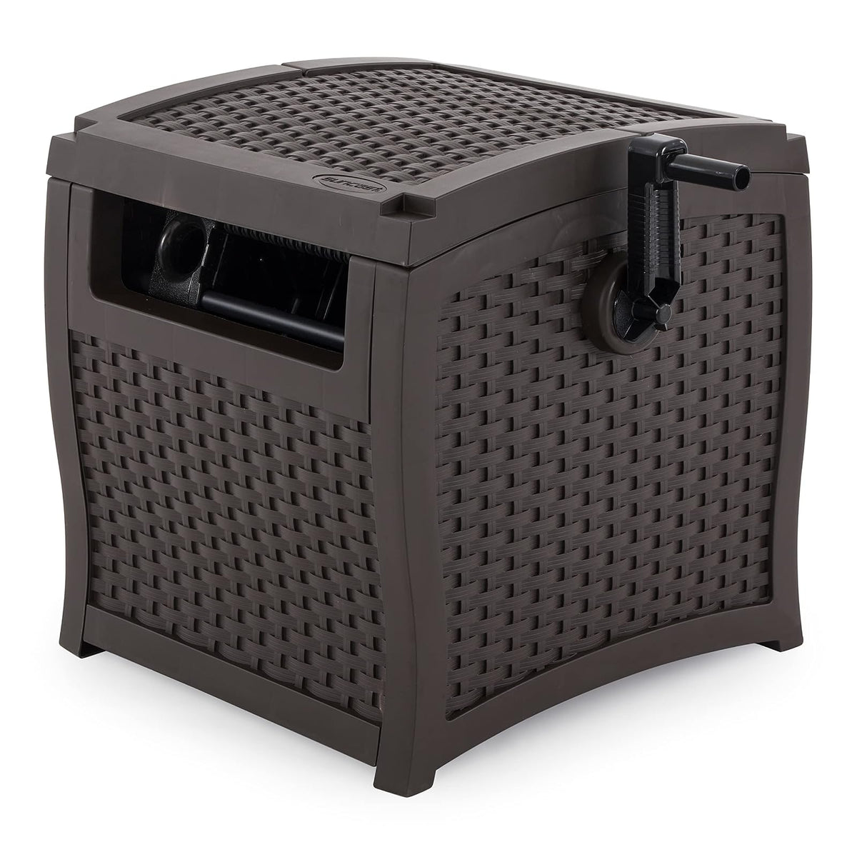 Carrete de manguera Suncast con guía de manguera Smart Trak, conexión hermética, construcción de resina duradera, capacidad de manguera de 225 pies, café, fabricado en los Estados Unidos