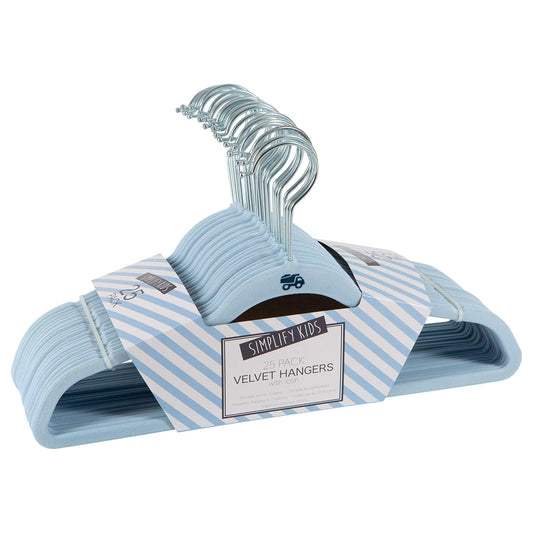 Simplify - Paquete de 25 Perchas de Terciopelo para niños, Delgadas, diseño Antideslizante, Ahorro de Espacio, Ropa para niños, Camisas, Pantalones, Vestidos, guardería, Almacenamiento y organización