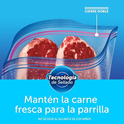 Ziploc Bolsas Reutilizables para Congelar Alimentos, 152 Bolsas de Tamaño Grande.