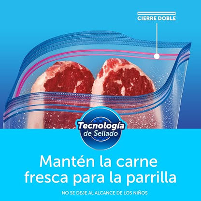 Ziploc Bolsas Reutilizables para Congelar Alimentos, 152 Bolsas de Tamaño Grande.