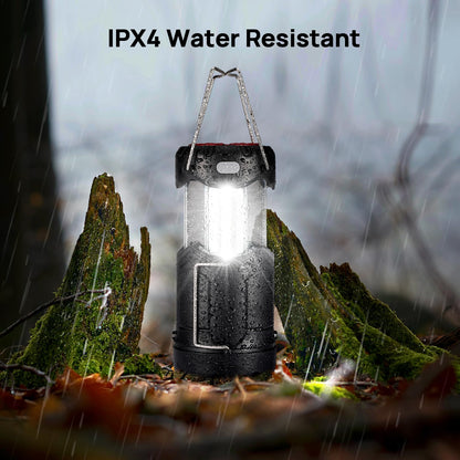 Linterna LED plegable para acampar, recargable por USB C y alimentado por pilas, luz de emergencia 2 en 1 con linterna y base magnética, cortes de energía, suministros de huracán, kits de