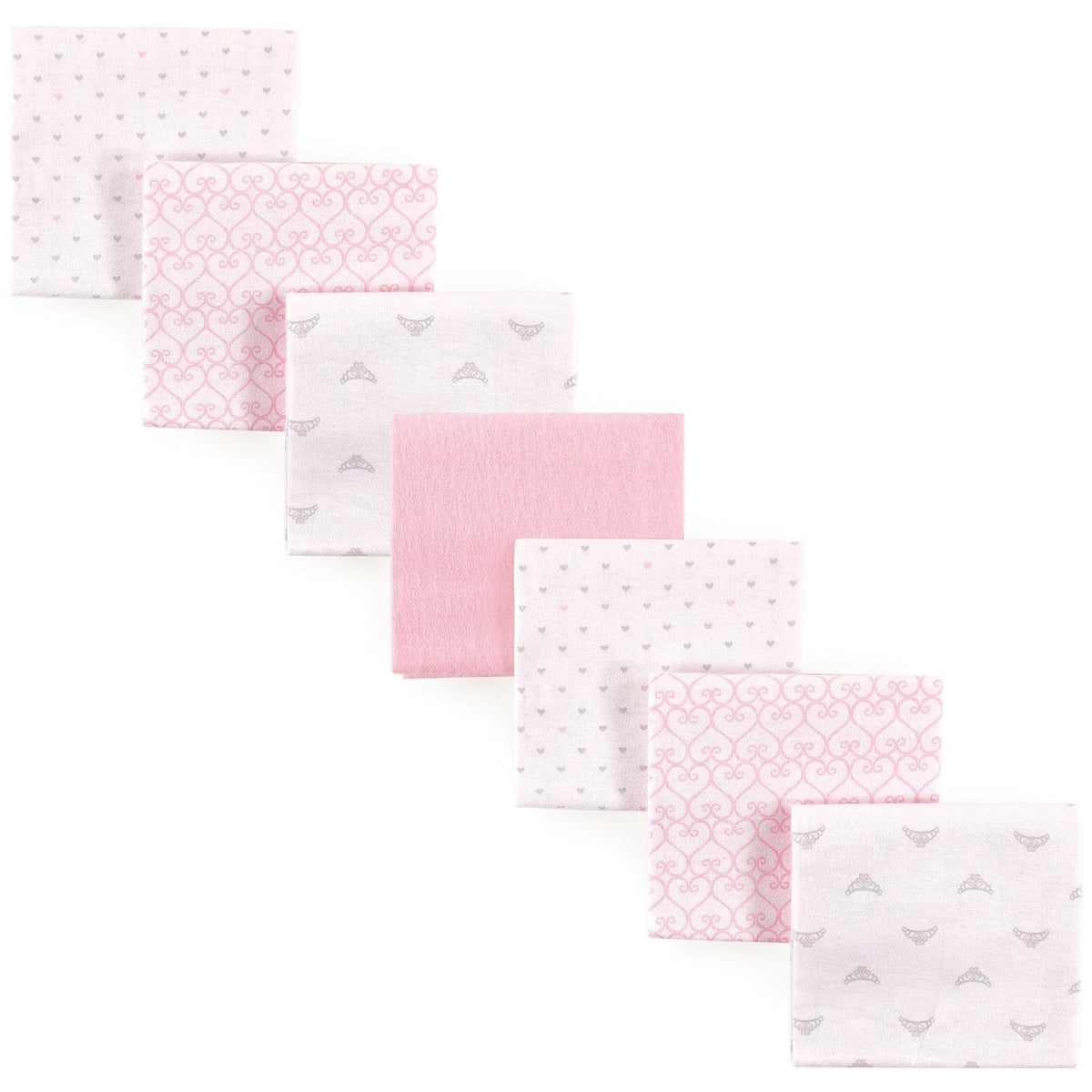 Luvable Friends Mantas Receptoras de Franela, Paquete de 7 - Tiara 7 unidades - One Size (Pack of 7)