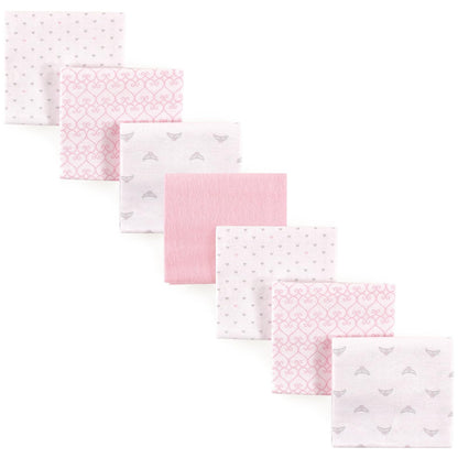 Luvable Friends Mantas Receptoras de Franela, Paquete de 7 - Tiara 7 unidades - One Size (Pack of 7)