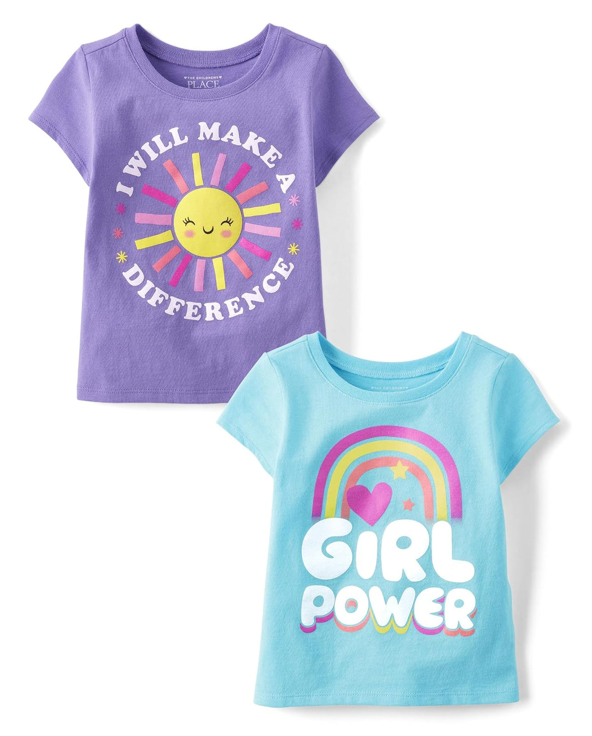 The Children's Place Playera Gráfica para niña, paquete de 2 - Haz una diferencia - poder de niña - 4T