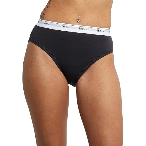 Hanes Originals - Ropa Interior de Pierna Alta, Ropa Interior de algodón elástico, Colores Surtidos, Paquete de 6 Ropa Interior para Mujer
