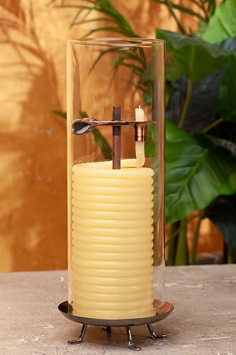 Candle by The Hour 80-Hour Candle with Glass Cylinder, Eco-Friendly Natural Beeswax with Cotton Wick