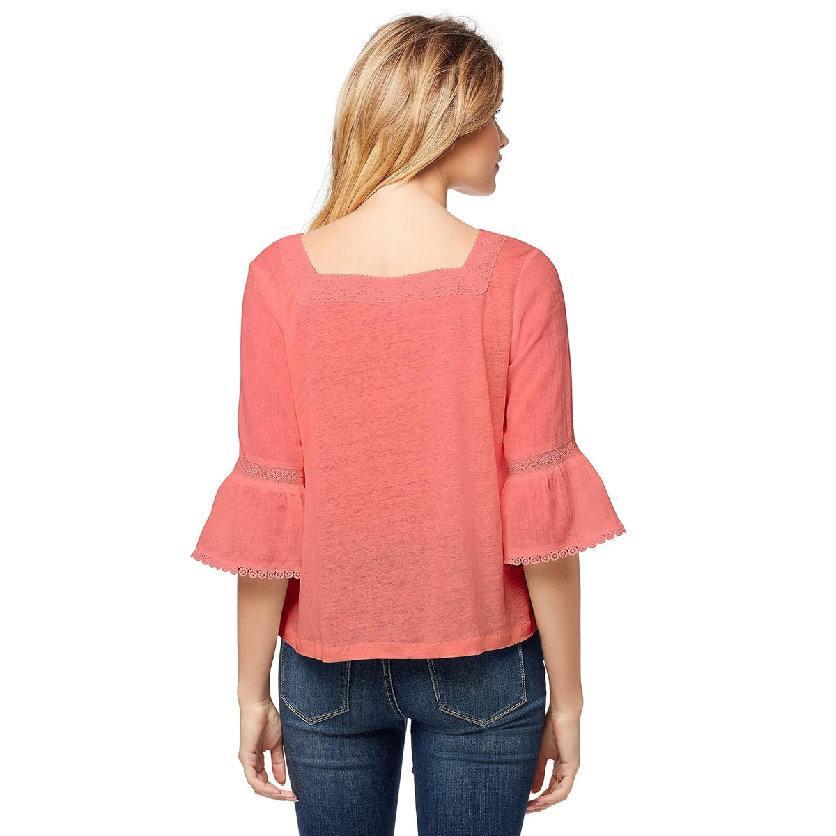 Jessica Simpson Milly Top Campesino Ribete de Encaje Blusa para Mujer