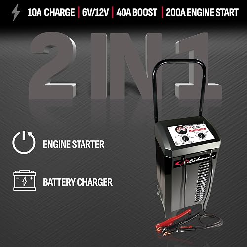 Schumacher Cargador de Batería y Arrancador de Motor SC1446, 6V/12V, 200A, 40A Impulso, Negro
