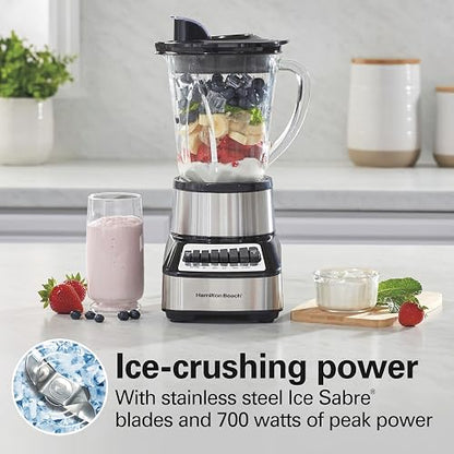Hamilton Beach - Licuadora Miltifunción 54221/14 velocidades/ 700 watts de potencia/ 3 años de garantía/Vaso de Vidrio de 1.18 L