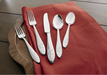 Lenox Cubiertos Butterfly Meadow 65 Piezas para 12 Comensales con Cubiertos para Servir, Acero Inoxidable 18/10