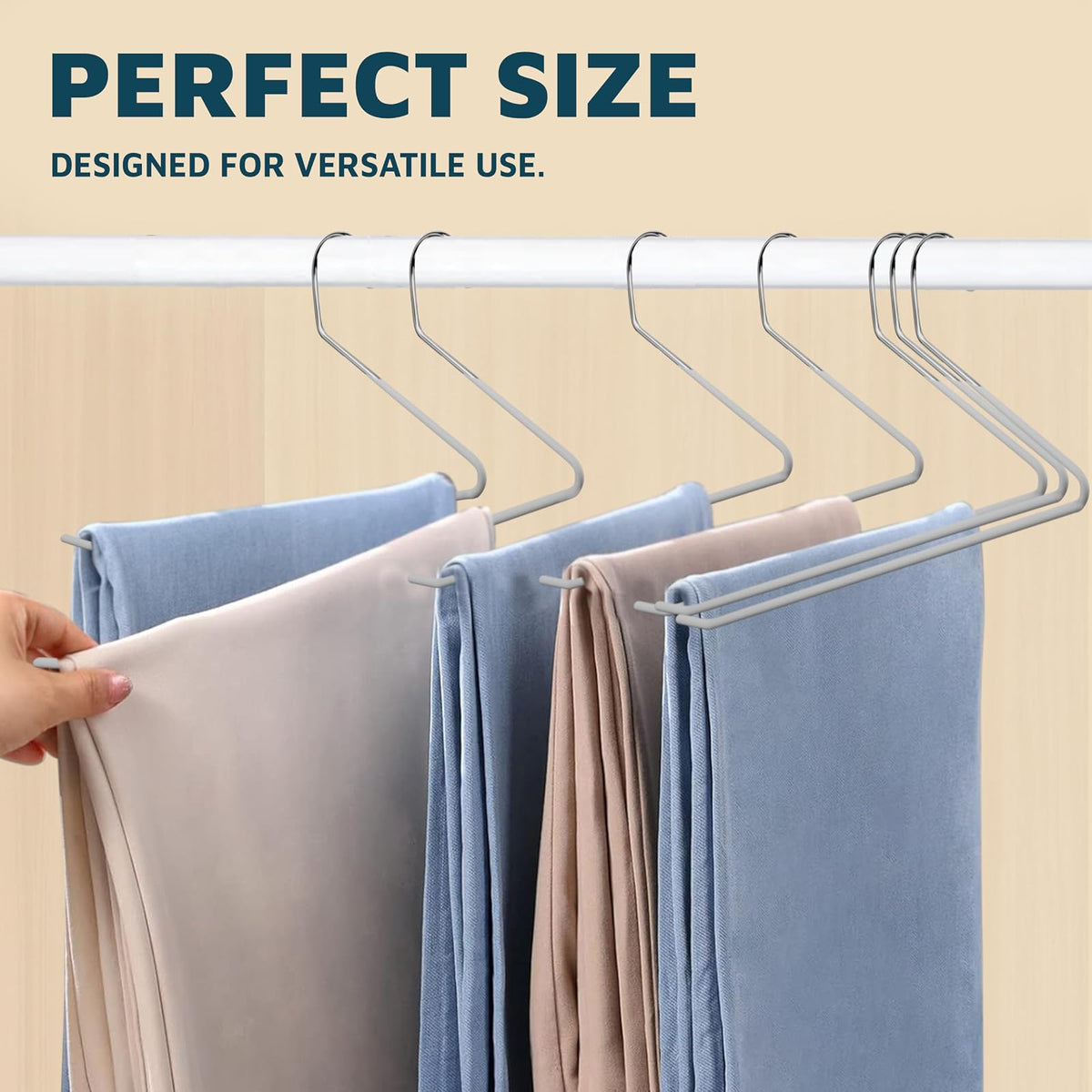 Lifemaster 20 Pcs. Heavy Duty Metal Slack Non-Slip Pants Hangers - Space Saving, Open-Ended Design for Jeans, Slacks, Blankets, Tablecloths - Closet Organizer with Rubber Cover (White)