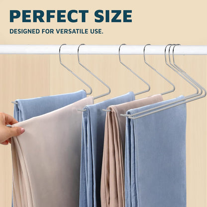 Lifemaster 20 Pcs. Heavy Duty Metal Slack Non-Slip Pants Hangers - Space Saving, Open-Ended Design for Jeans, Slacks, Blankets, Tablecloths - Closet Organizer with Rubber Cover (White)