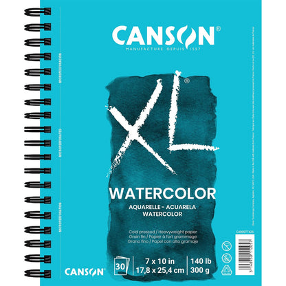 Canson Bloc de Acuarela XL, 9 x 12 Pulgadas, 30 Hojas - 17.78 cm x 25.40 cm Alambre lateral - Watercolor Pad