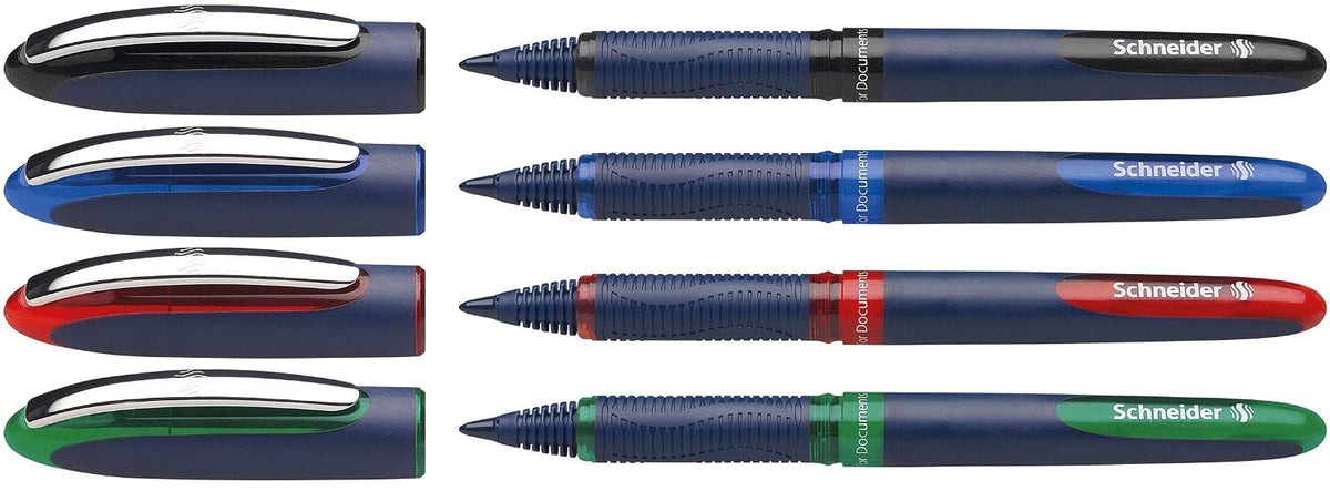Schneider One Business Clip-on retractable pen Negro, Azul, Verde, Rojo 4pieza(s) - Bolígrafo (Bolígrafo retráctil con clip, Multicolor, Negro, Azul, Verde, Rojo, De plástico, 0.6 mm, Fuerte)