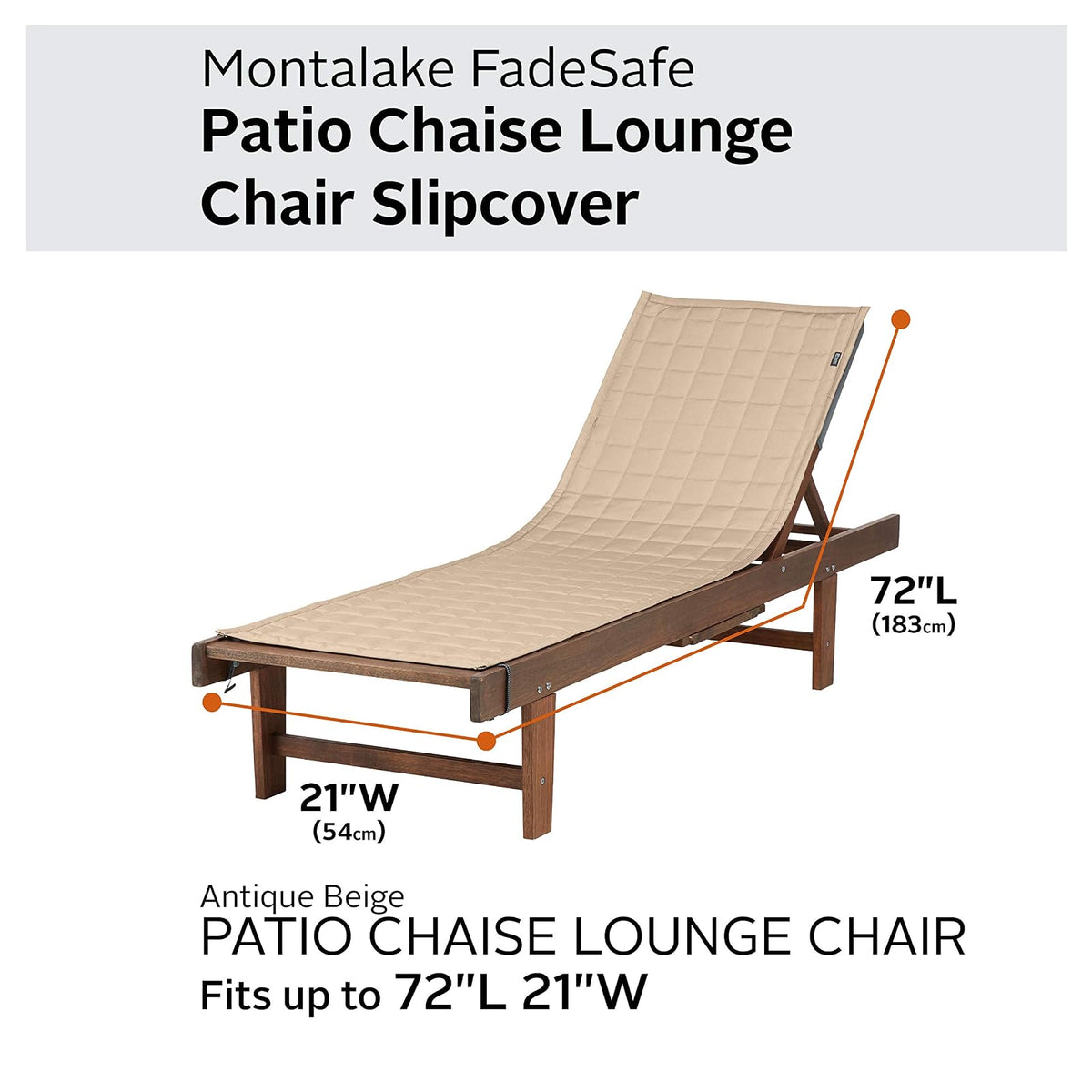 Classic Accessories Montlake - Funda Impermeable de 72 Pulgadas, Color Beige Envejecido, para Muebles de Patio