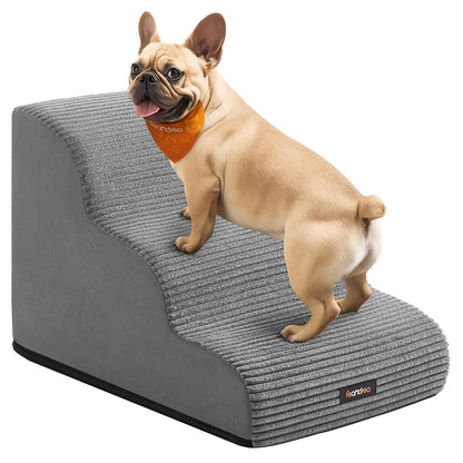 Feandrea Escalera para Perros y Gatos, Antideslizante, Funda Lavable - gris - 3 Step(57L cm)
