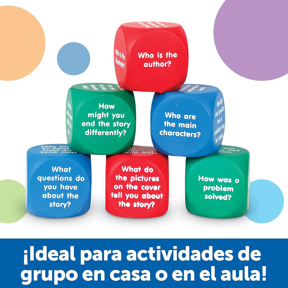 Learning Resources Reading Comprehension Cubes - 6 Piezas, Edades 6+ años Ingles para Niños, Material Didactico para Niños en Ingles