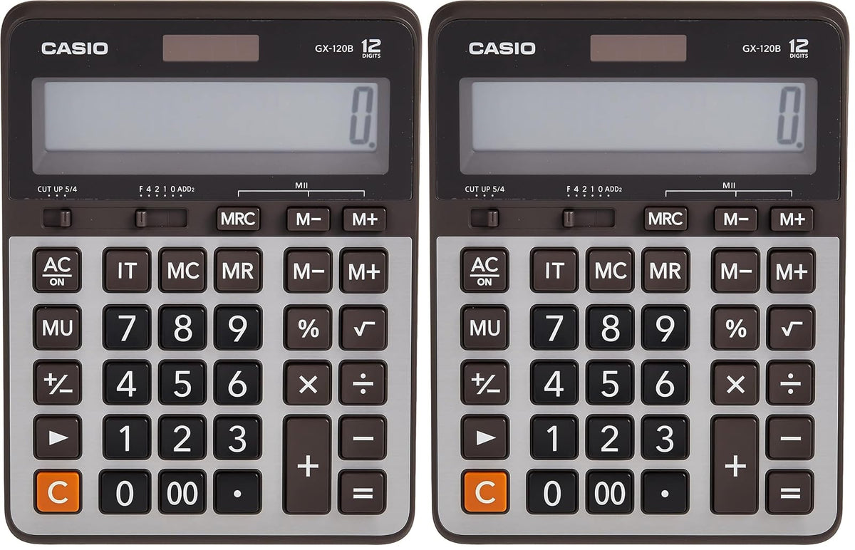 Casio Calculadora de Escritorio GX-120B Color Gris - Pequeño (Paquete de 2)