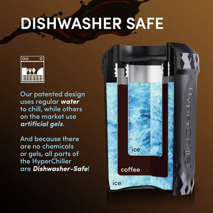 HyperChiller HC3 - Enfriador patentado para café helado/bebidas, nuevo, mejorado, más fuerte y más duradero Listo en un minuto, reutilizable para té helado, vino, licores, alcohol, jugo, 12 onzas,