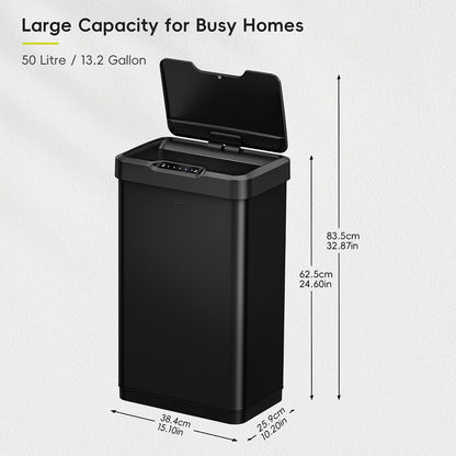 EKO Mirage-T Bote de Basura para Cocina 50 L con Sensor Negro Mate