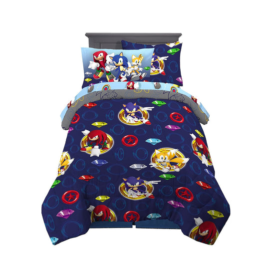 Franco Juego de Ropa de Cama para niños súper Suave con Funda de Almohada, 5 Piezas, tamaño Individual, Sonic The Hedgehog, Anime