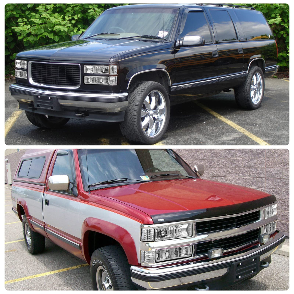 Adcarlights Faros de Repuesto para Chevy Silverado C10 C/K 1500 2500 3500 94-98, Suburban 94-99, Tahoe 95-99, Carcasa Cromada, AD-CCO0088885