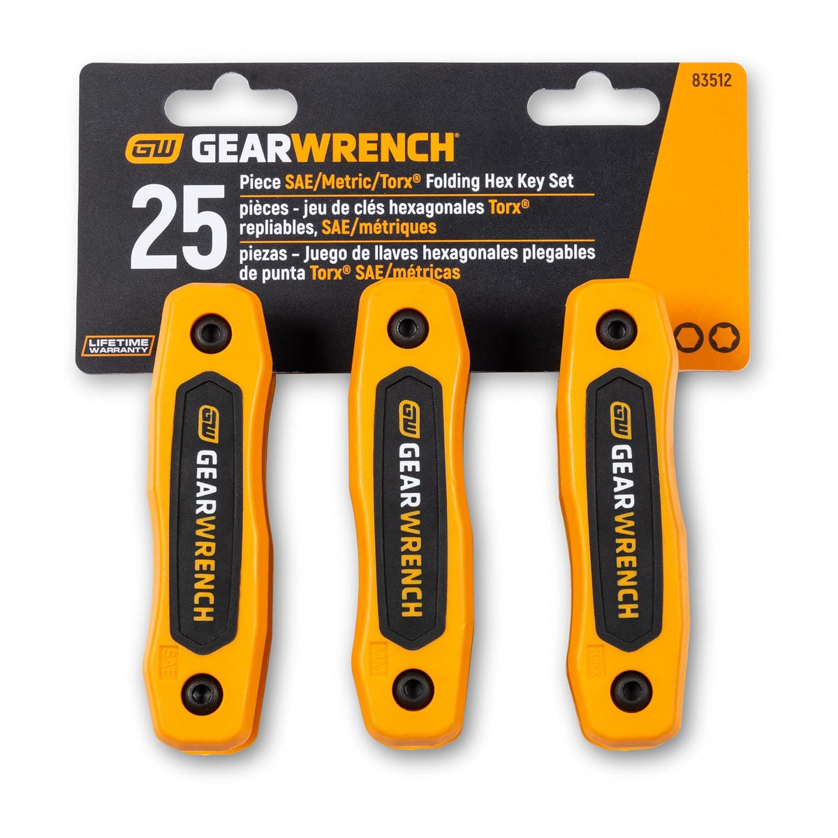 GearWrench 83512 - Juego de 25 llaves Allen plegables SAE/métricas/Torx