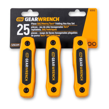 GearWrench 83512 - Juego de 25 llaves Allen plegables SAE/métricas/Torx