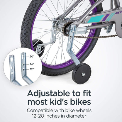 Schwinn - Ruedas de Entrenamiento para de 12 a 20 Pulgadas, Incluye Accesorios de Montaje, Soportes de Acero Ajustables, Desmontables, Divertidas calcomanías Adhesivas, fáciles de Instalar