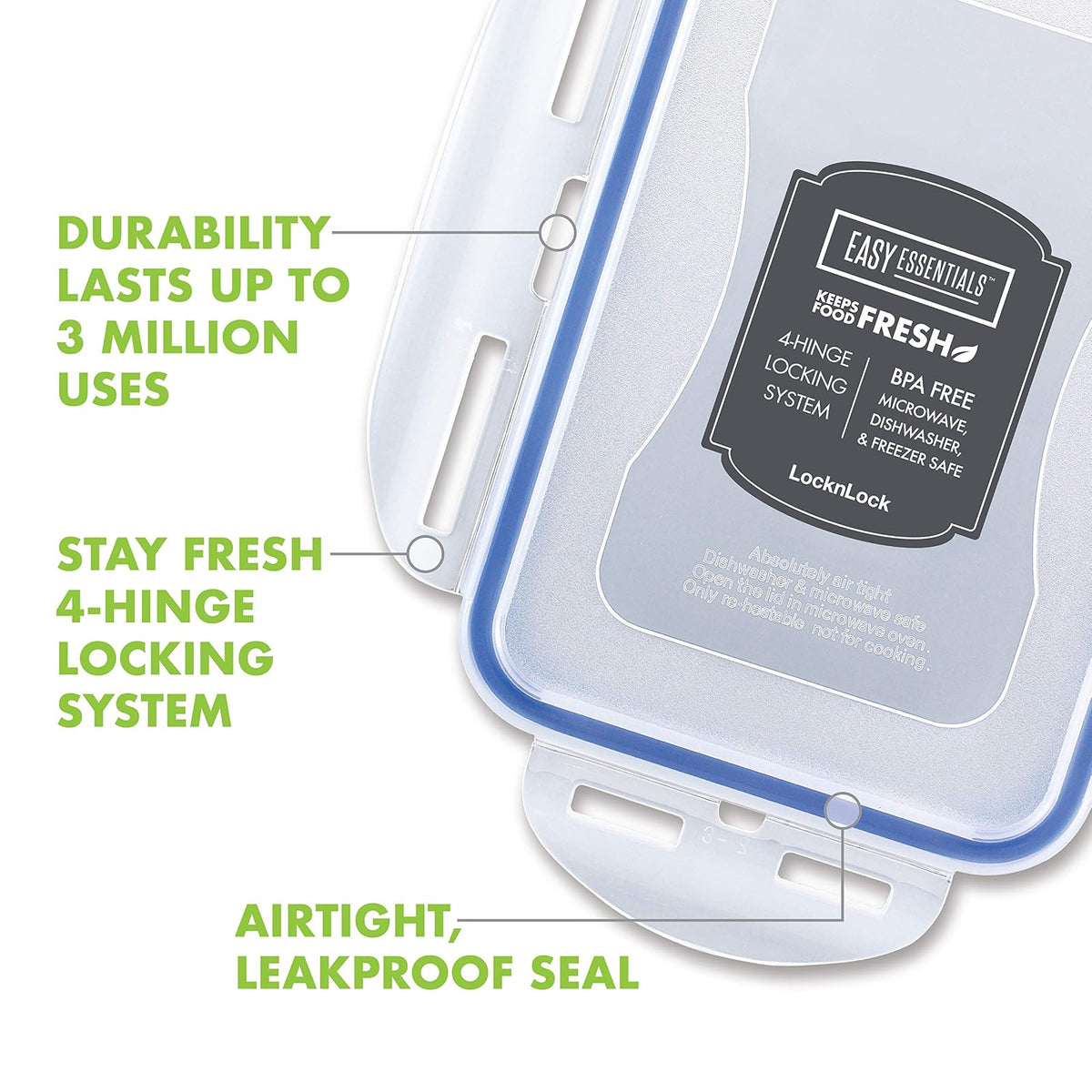 Lock & Lock Contenedor cuadrado hermético para el almacenamiento de alimentos, Transparente, 8.1 x 5.3 x 2" With Divider, 1