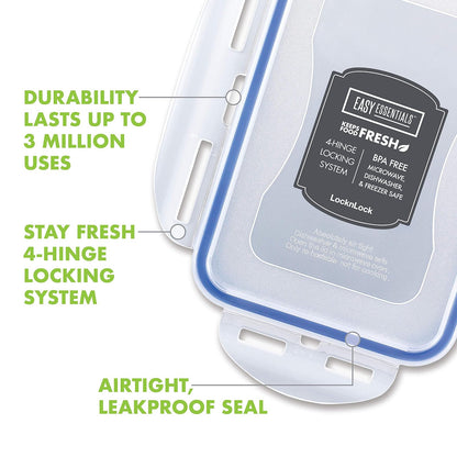 Lock & Lock Contenedor cuadrado hermético para el almacenamiento de alimentos, Transparente, 8.1 x 5.3 x 2" With Divider, 1