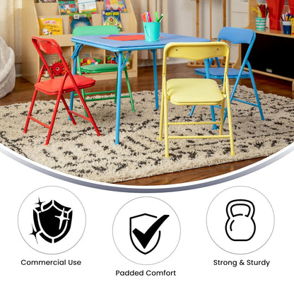 Flash Furniture Set de Mesa Infantil Plegable y 4 Sillas Infantiles Plegables – Conjunto de Mesa con Sillas Multicolor