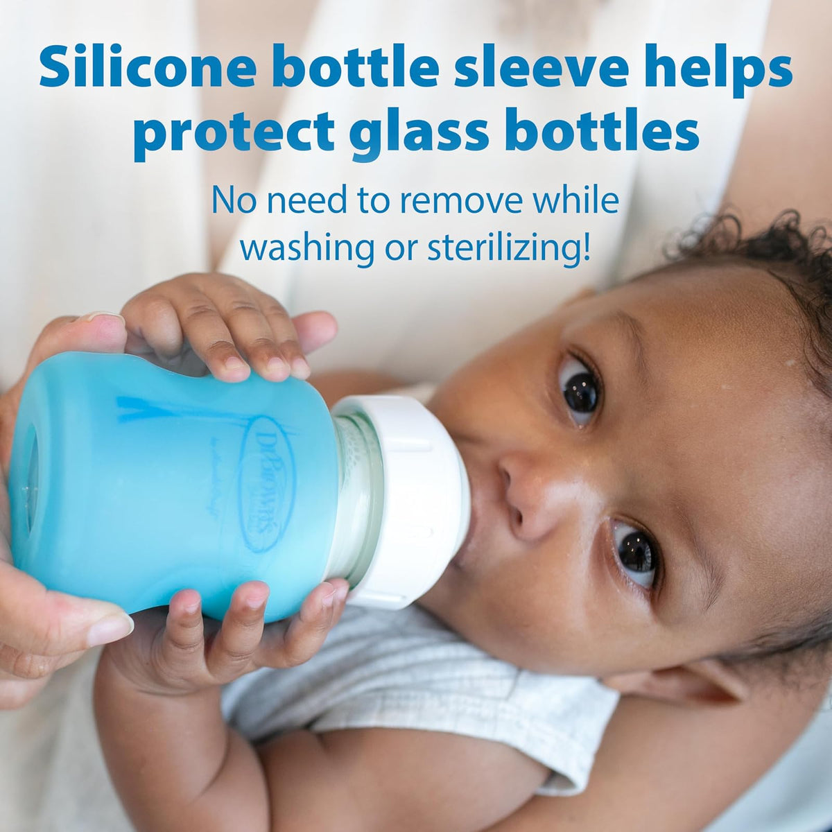 Dr. Brown's Options+ Wide-Neck Glass Baby Bottles, 5 Ounce, 3 Count | Clínicamente probado para reducir los cólicos, botellas de vidrio con pezón de flujo lento de nivel 1, 0 m+, BPA