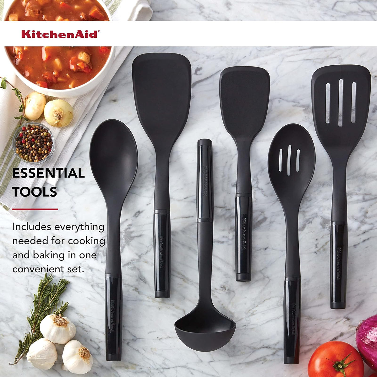 KitchenAid - Juego de herramientas universal, 6 piezas, color negro
