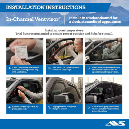 Auto Ventshade [AVS] Protectores de lluvia en canal para furgonetas Ford Econoline 1992-2006 | Viseras de ventilación de ventana, 2 piezas - Smoke | 192077