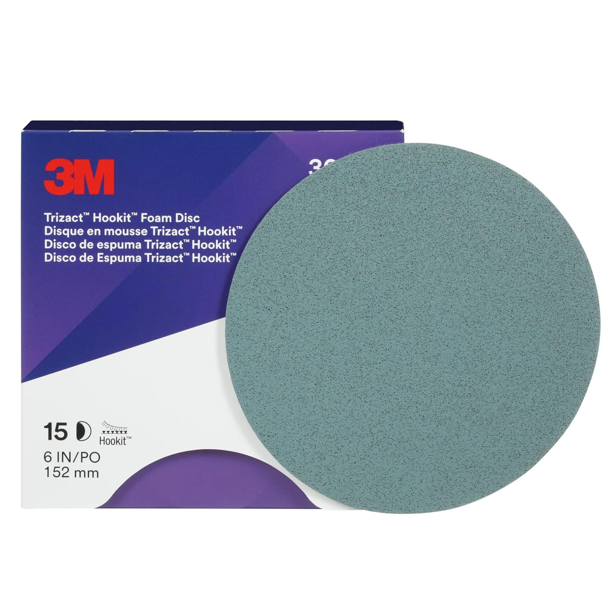 3M Disco Hookit Trizact P '' Pre Pulido Automotroz | 15 discos; azul, acabado de pintura; lijado ultrafino; eliminación de micro arañazos