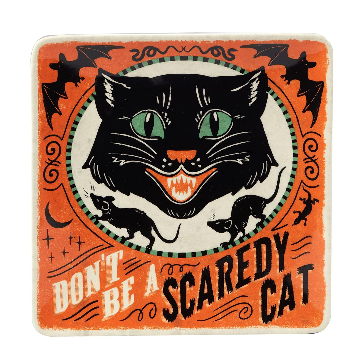 Certified International Scaredy Cat Platos de postre y ensalada de 8.5 pulgadas, varios diseños, multicolor, mediano, juego de 4