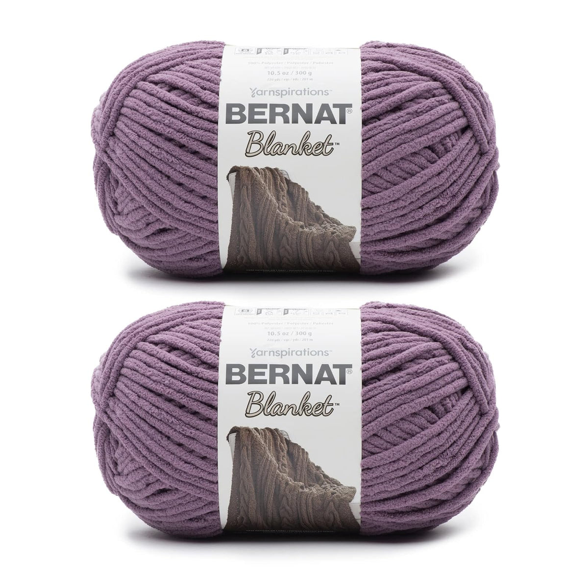 Bernat Blanket Estambre Chenille Súper Voluminoso, Paquete de 2 - Paquete de 2 - Púrpura sombra